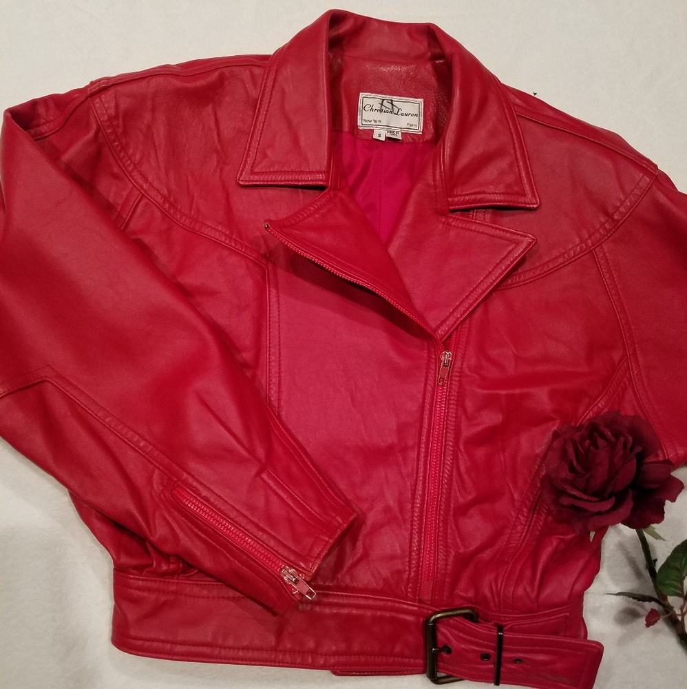VINTAGE Red Leather Jacket
